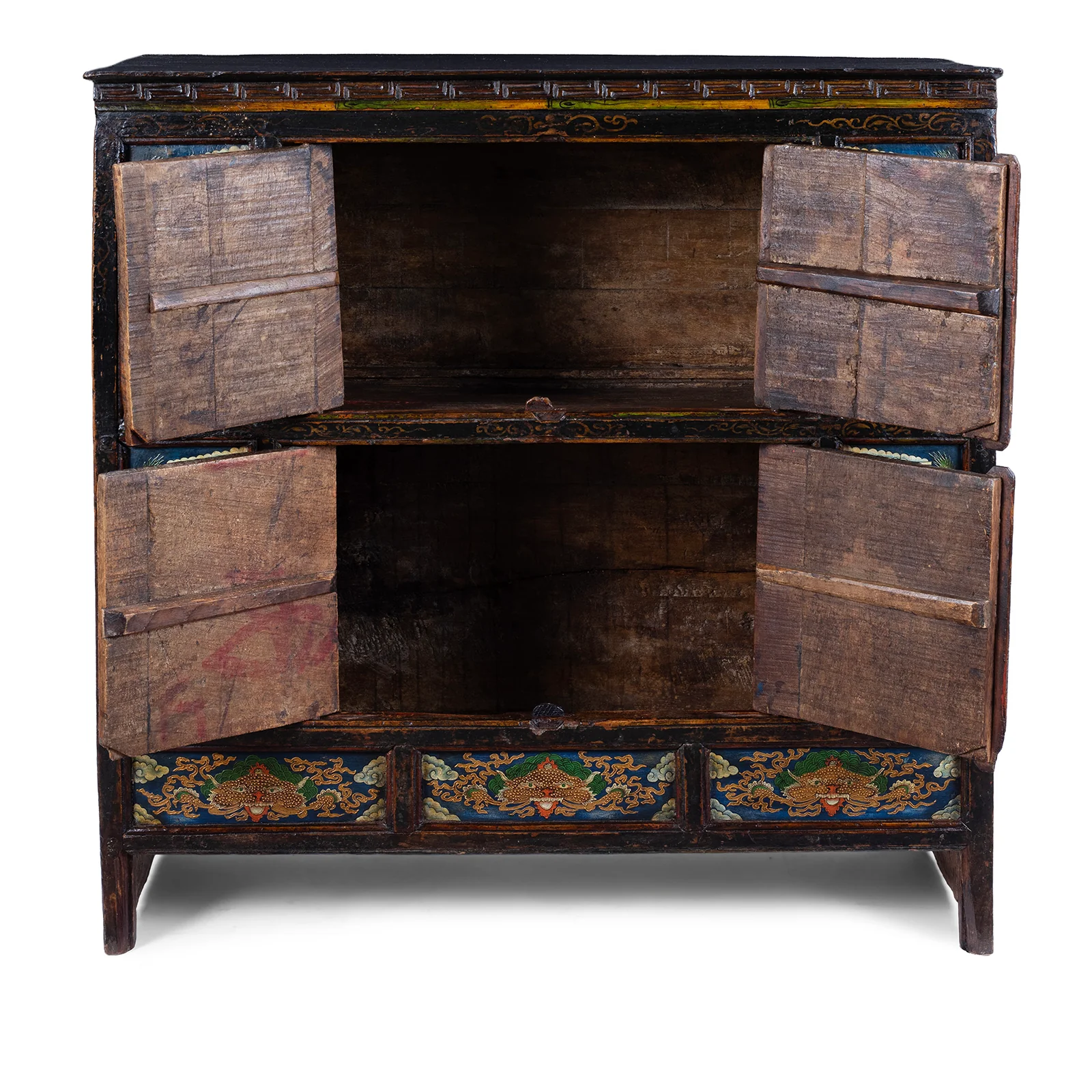 Tibetan Painted Altar Cabinet With Later Painting - Image 4