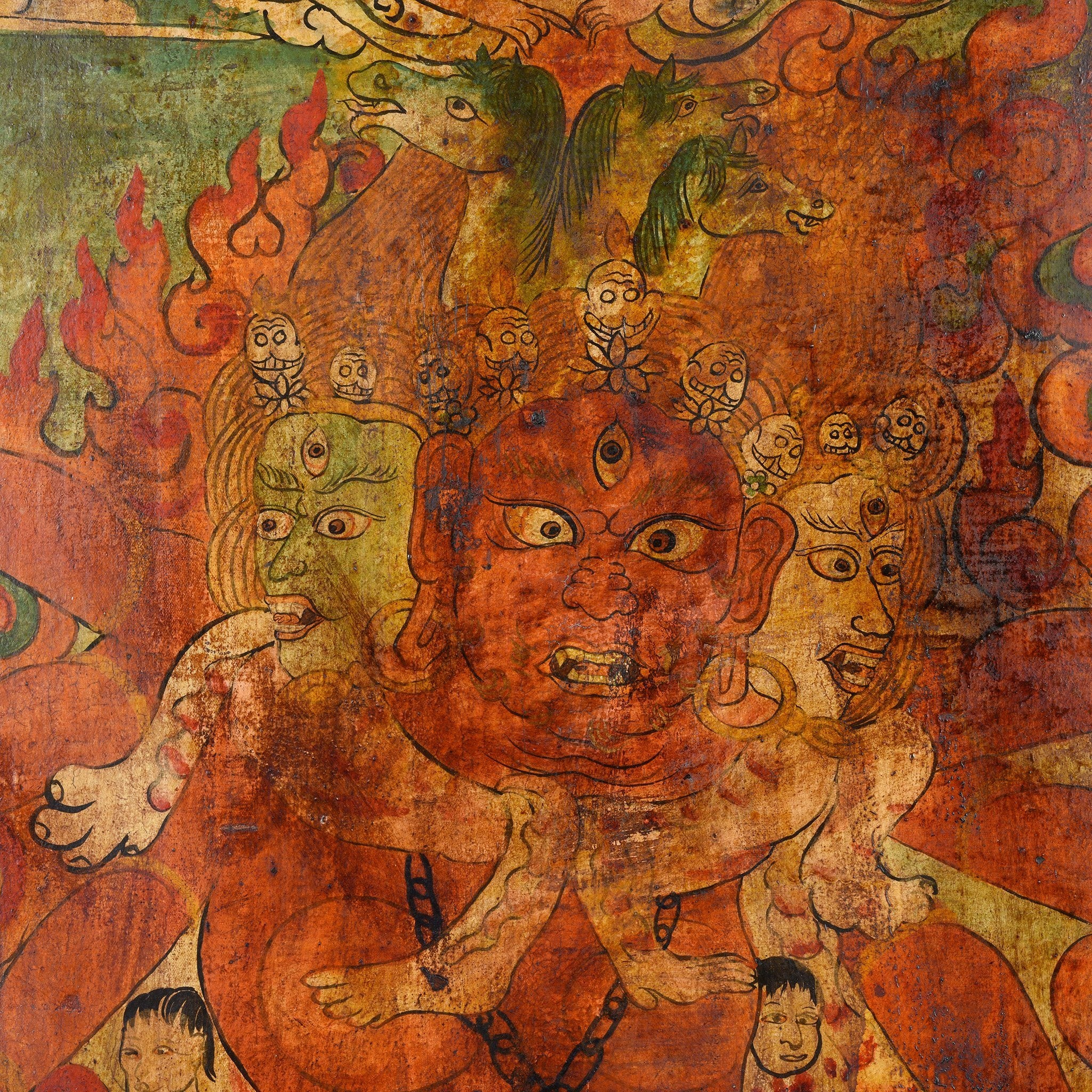 Tibetan Painted Panel of Hayagriva - Ca 50 Years Old - Image 2