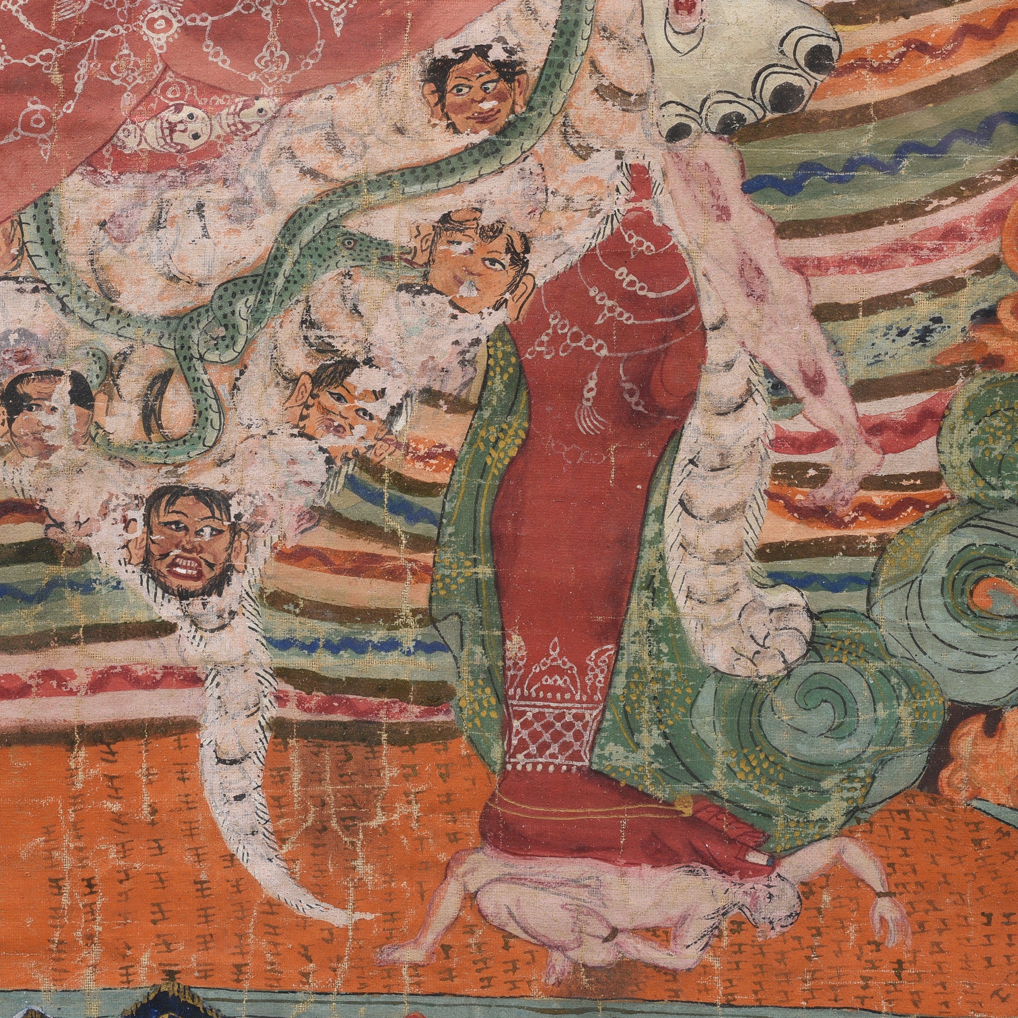 Tibetan Raktayamari & Vajravetali Yab Yum Thangka - 19th Century - Image 6