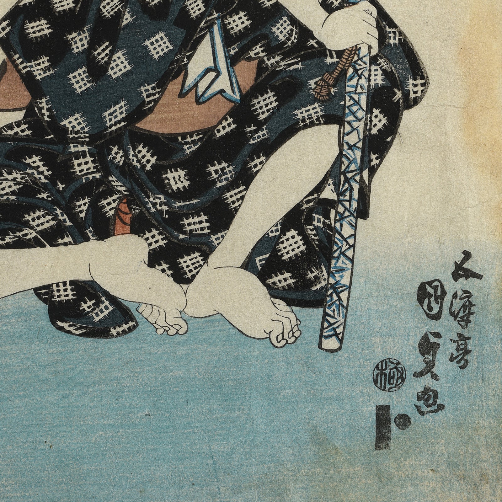 Original Horror Kabuki Woodblock Triptych - Toyokuni III (Kunisada) - Edo Period - Image 3