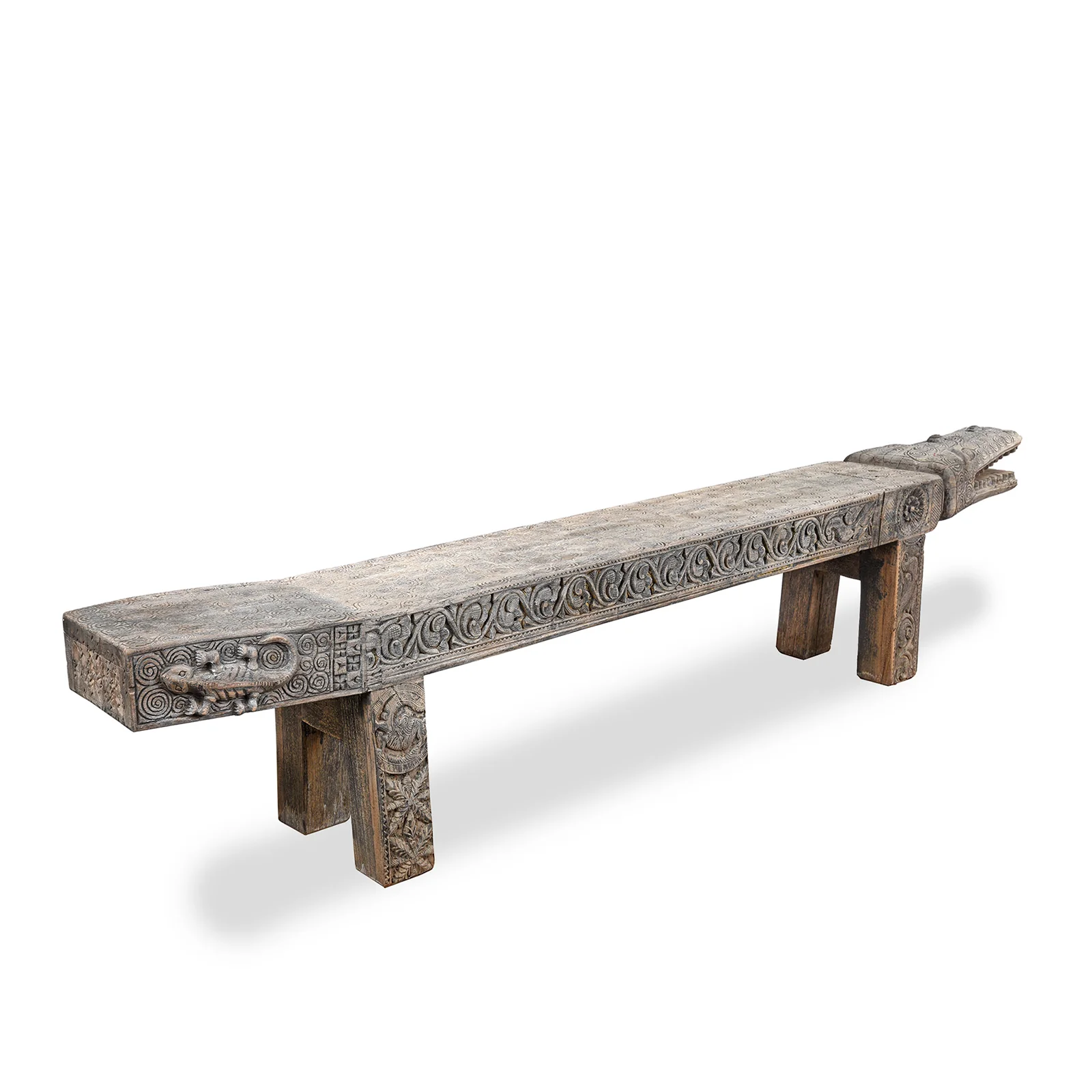 Vintage Crocodile Bench From Kerala - Image 4