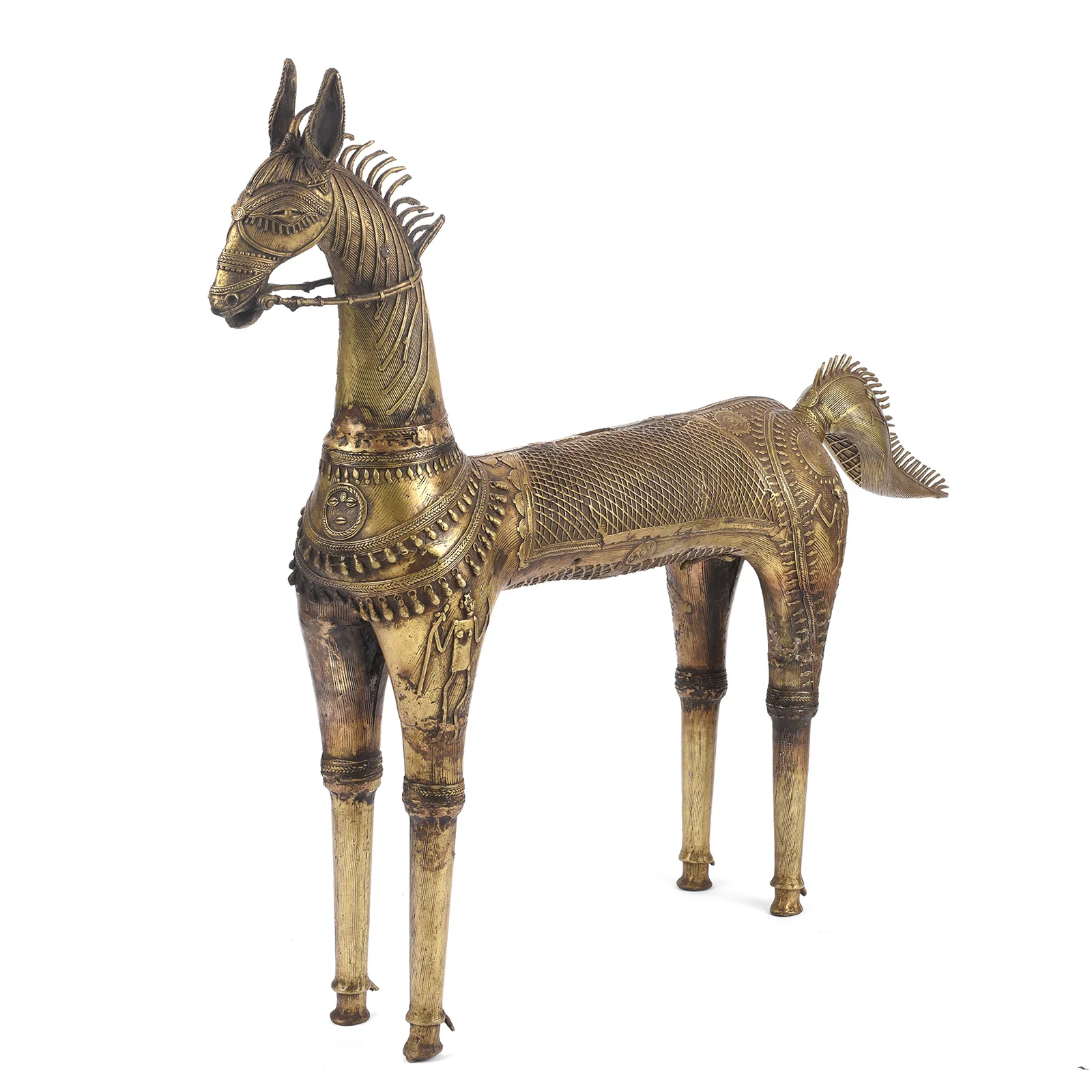 Vintage Dhokra Tribal Brass Tribal Horse - Ca 1960 - Image 3