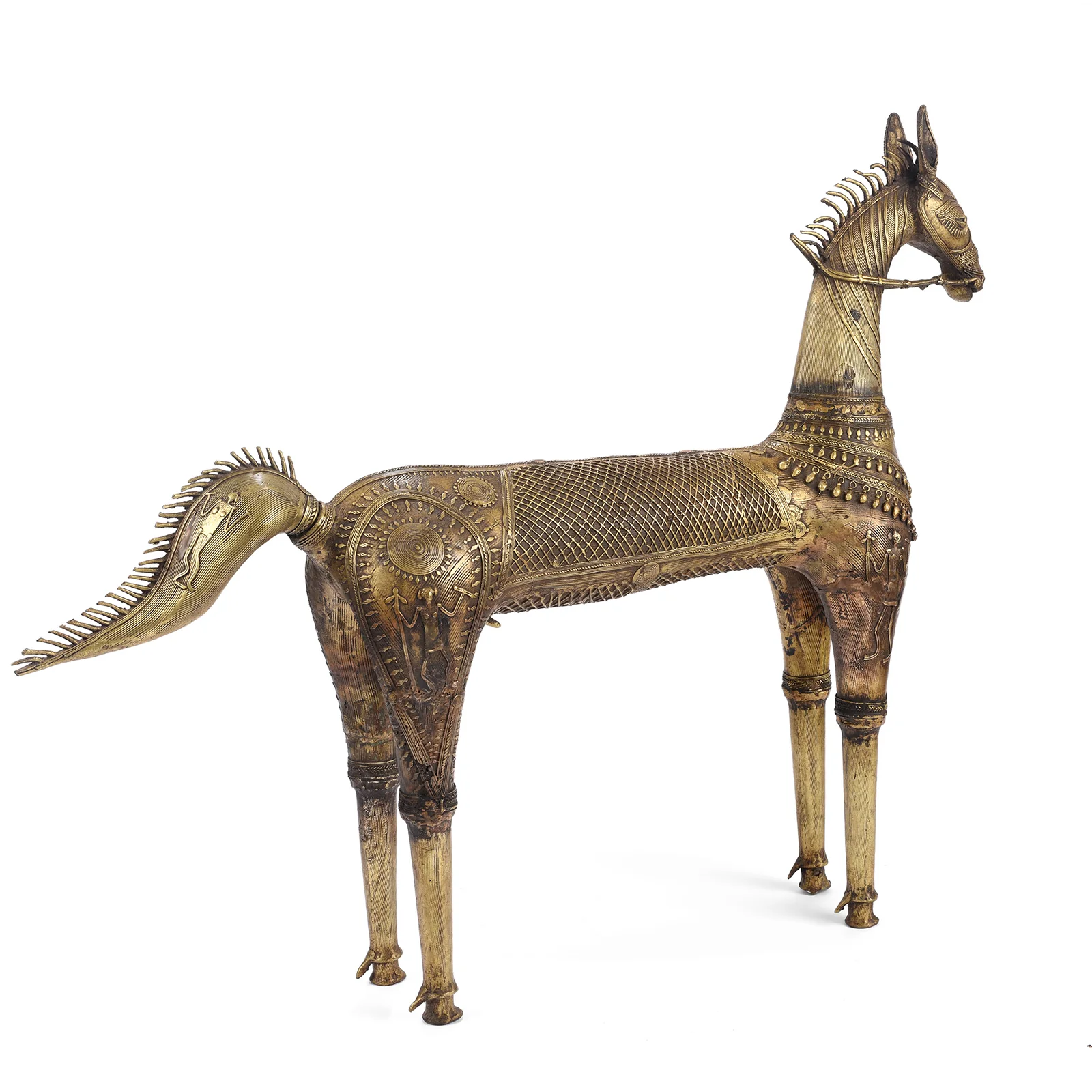 Vintage Dhokra Tribal Brass Tribal Horse - Ca 1960 - Image 4