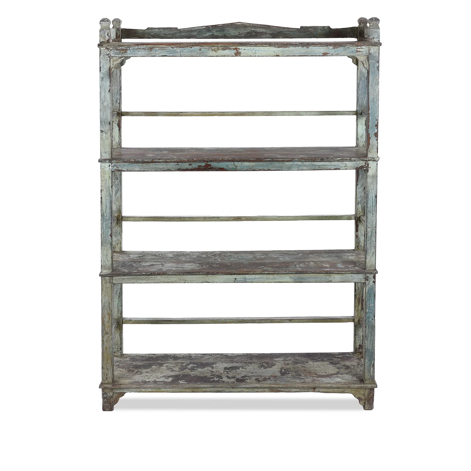 Vintage Blue Painted Indian Shelf - 1930 - Image 3