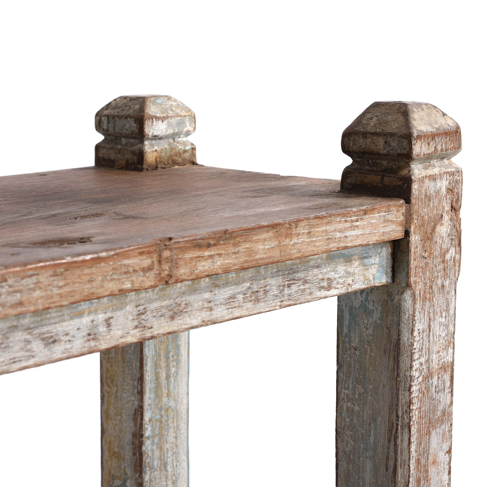 Vintage Grey Painted Indian Teak Shelf - Ca 1930 - Image 2