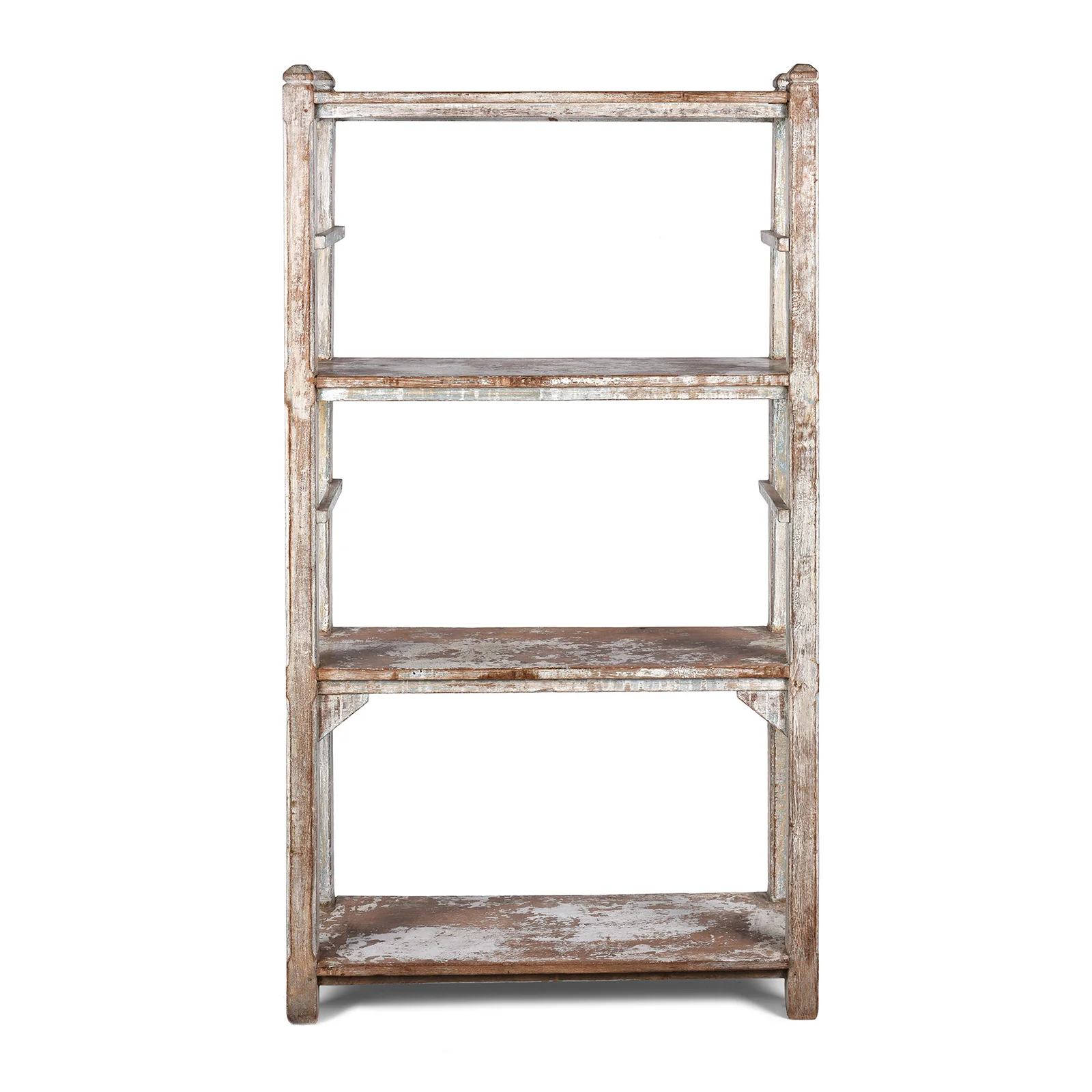 Vintage Grey Painted Indian Teak Shelf - Ca 1930 - Image 3