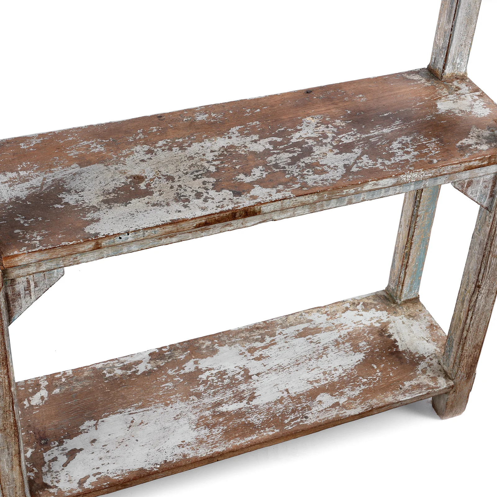 Vintage Grey Painted Indian Teak Shelf - Ca 1930 - Image 5