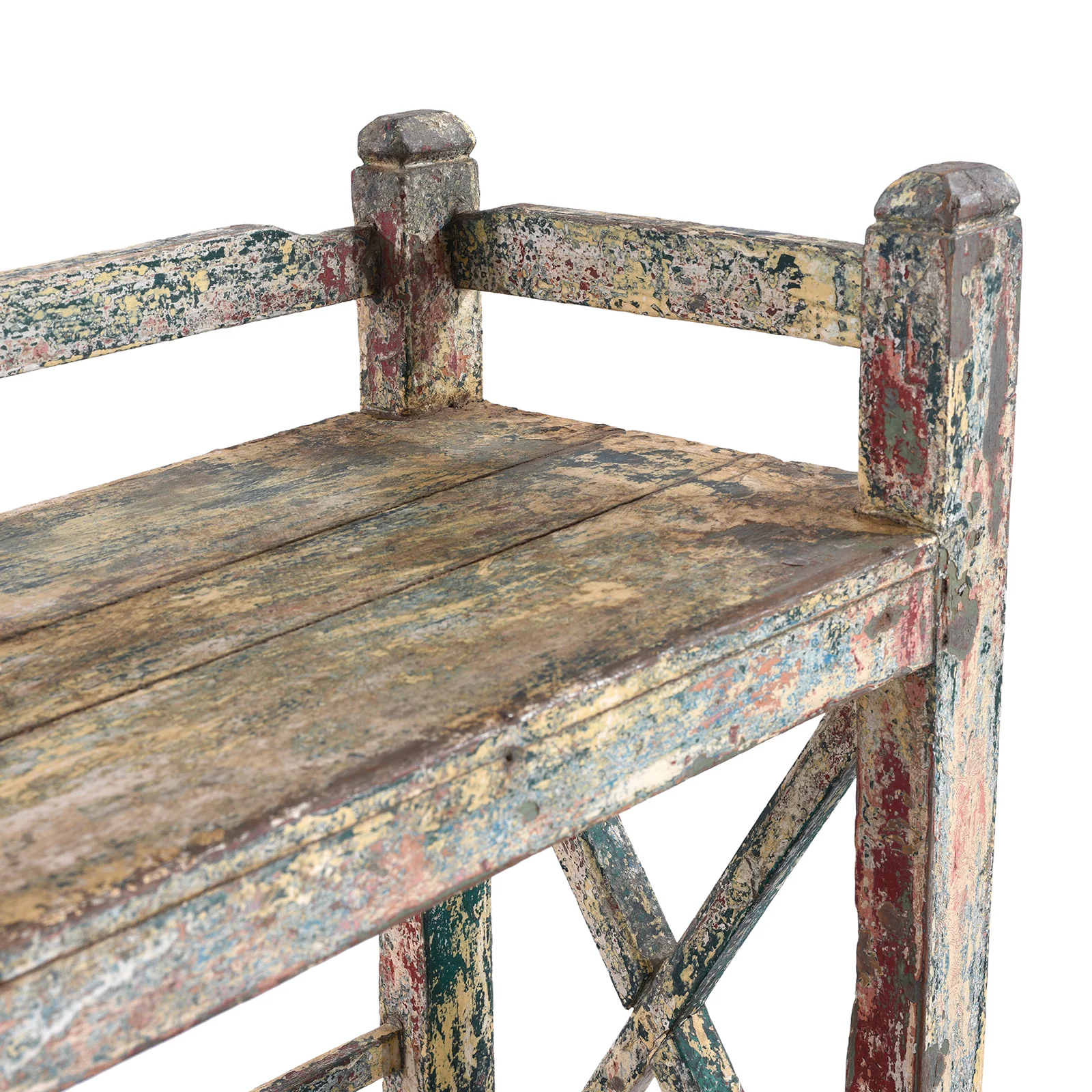 Vintage Painted Indian Teak Shelf - Ca 1920 - Image 4