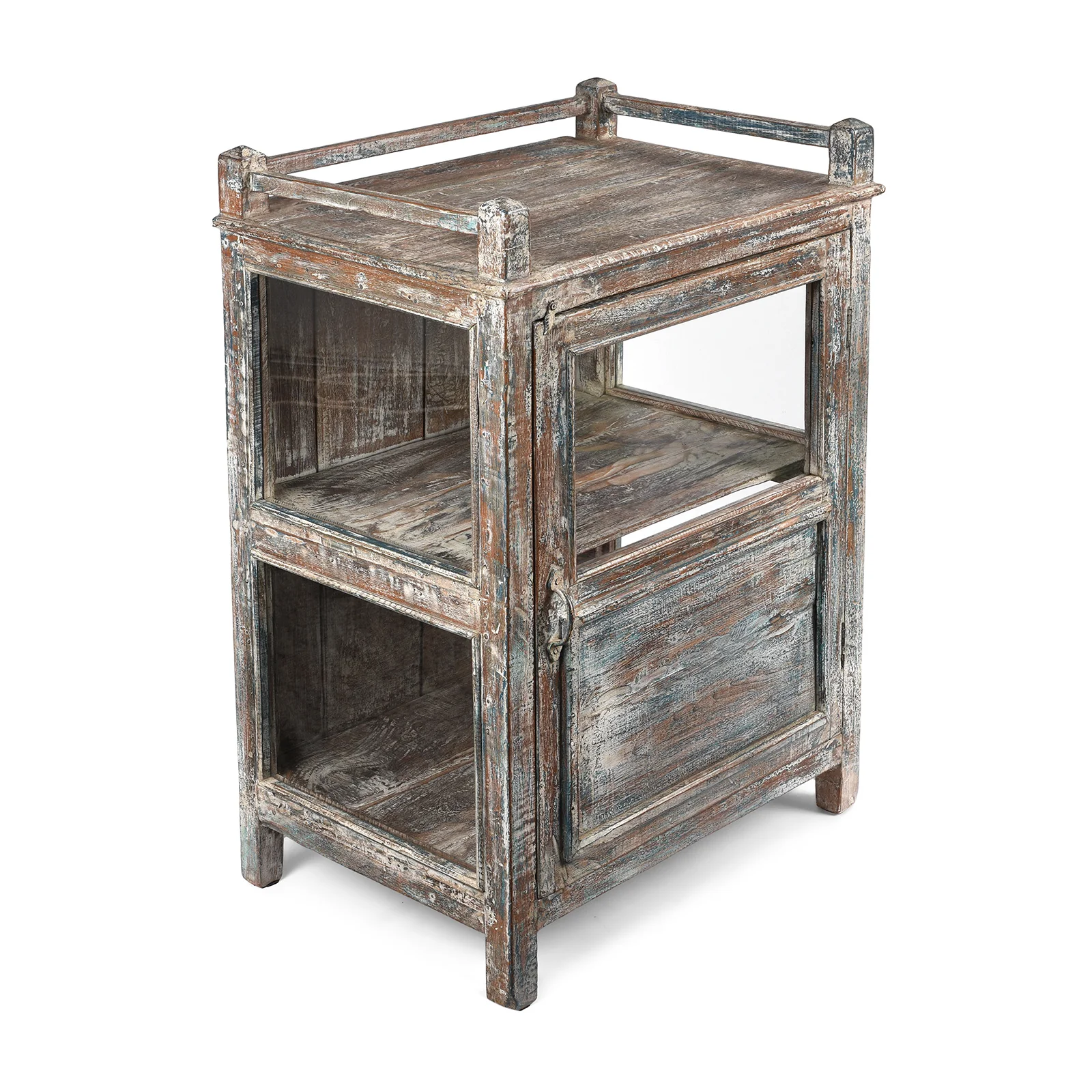 Painted Teak Glazed Indian Side Cabinet - Ca 1920