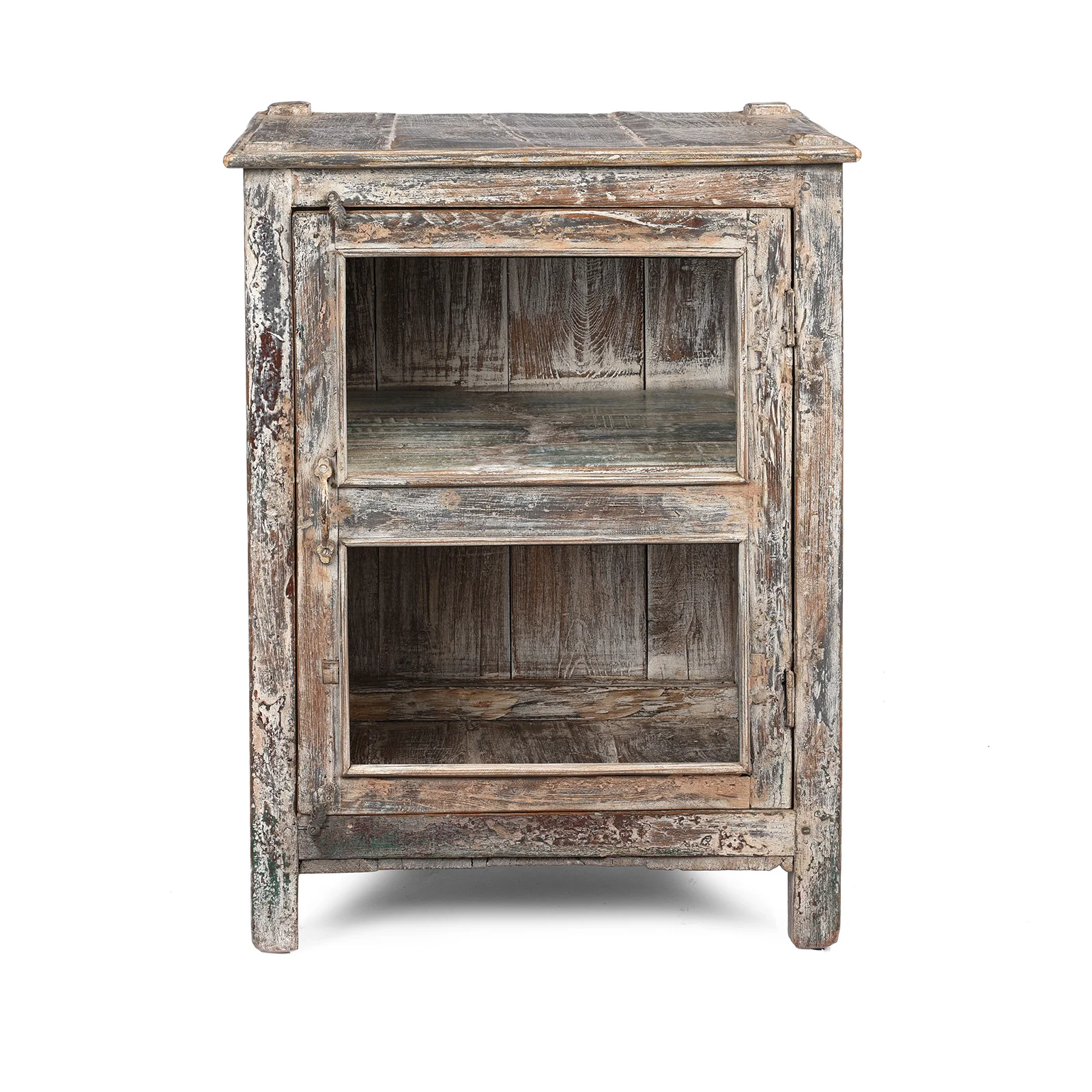 Vintage Indian Painted Glazed Display Cabinet - Ca 1920