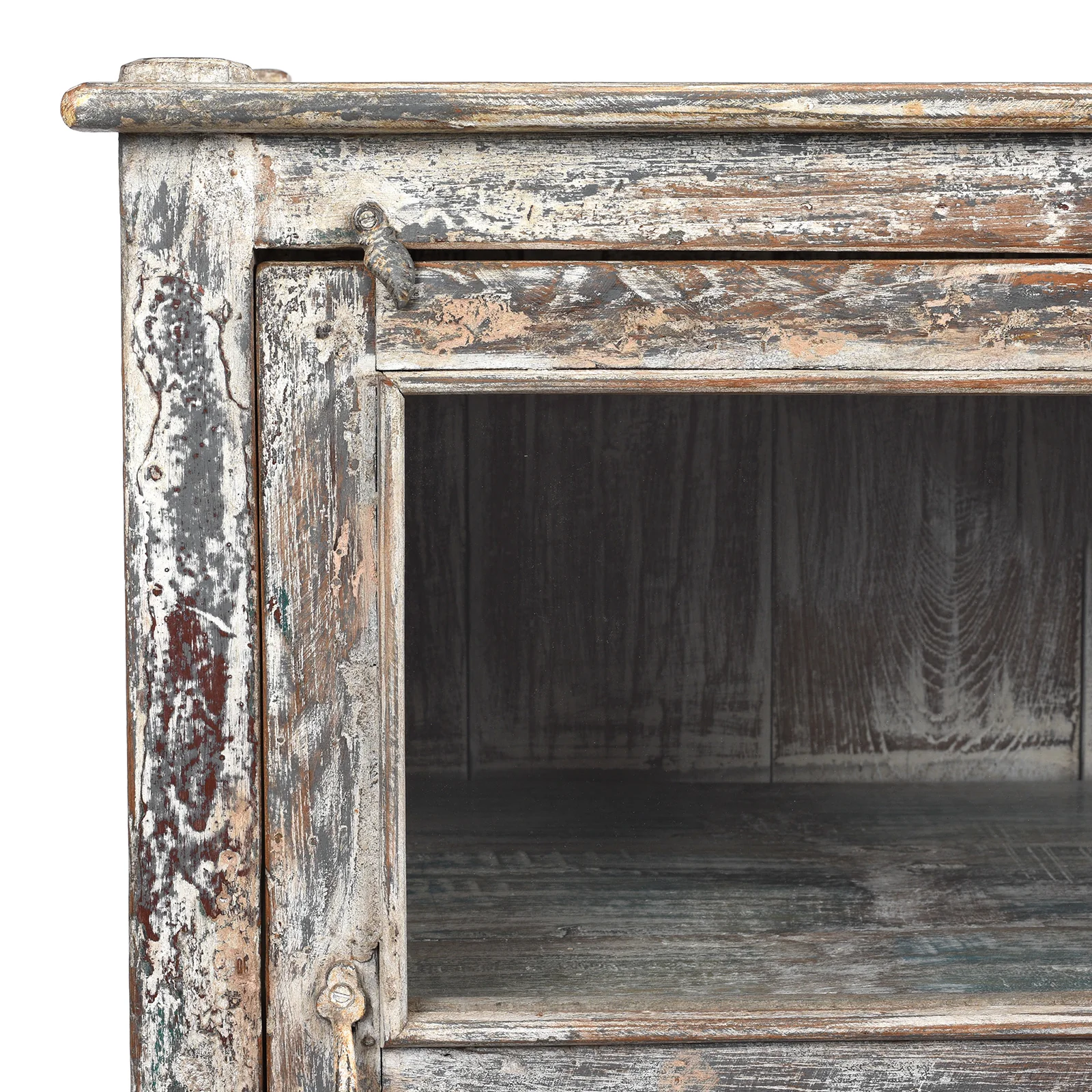 Vintage Indian Painted Glazed Display Cabinet - Ca 1920 - Image 2