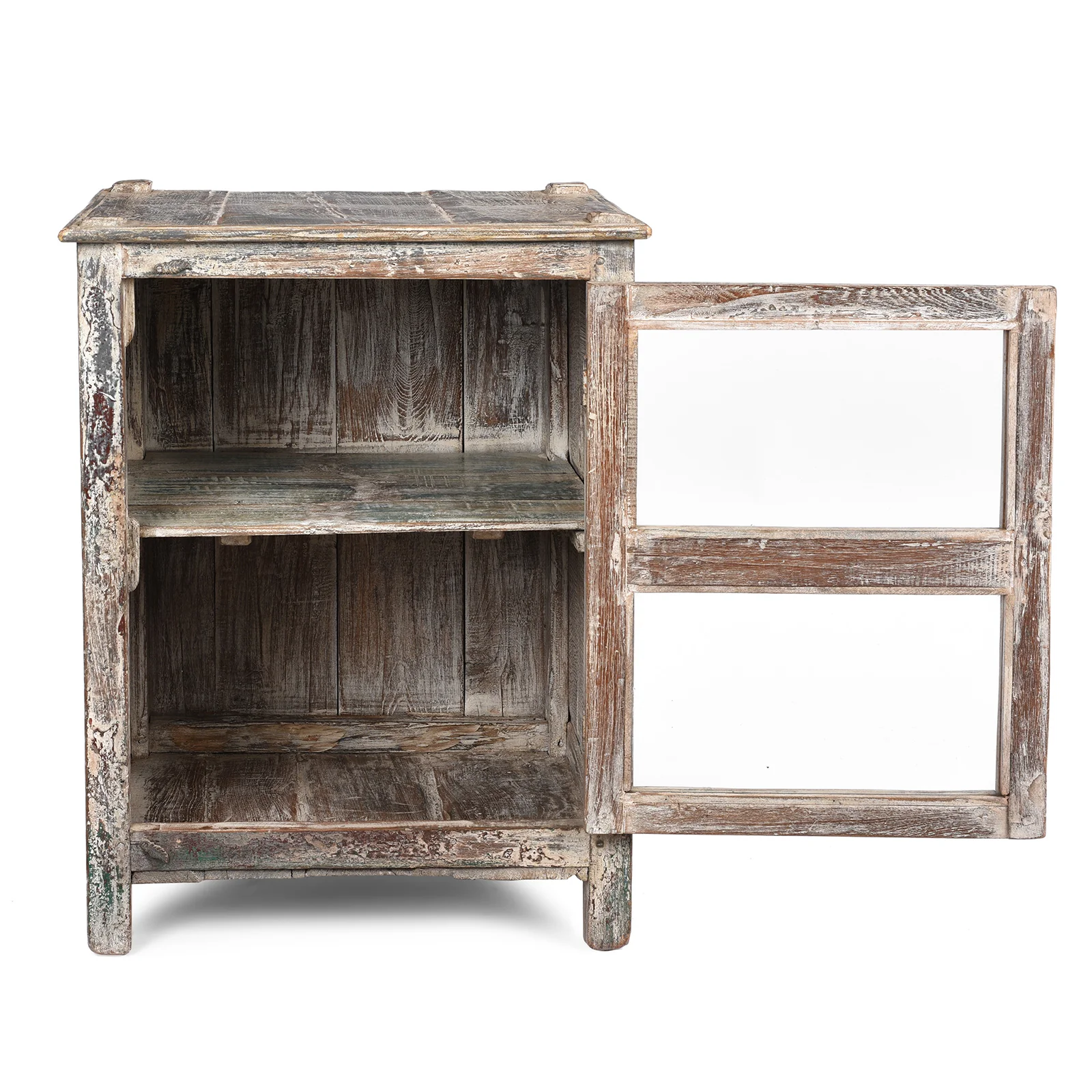 Vintage Indian Painted Glazed Display Cabinet - Ca 1920 - Image 4