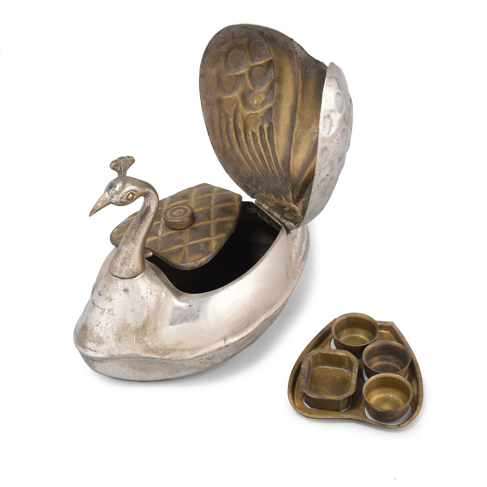 Vintage Peacock Shaped Betelnut Box - Ca 1950 - Image 2