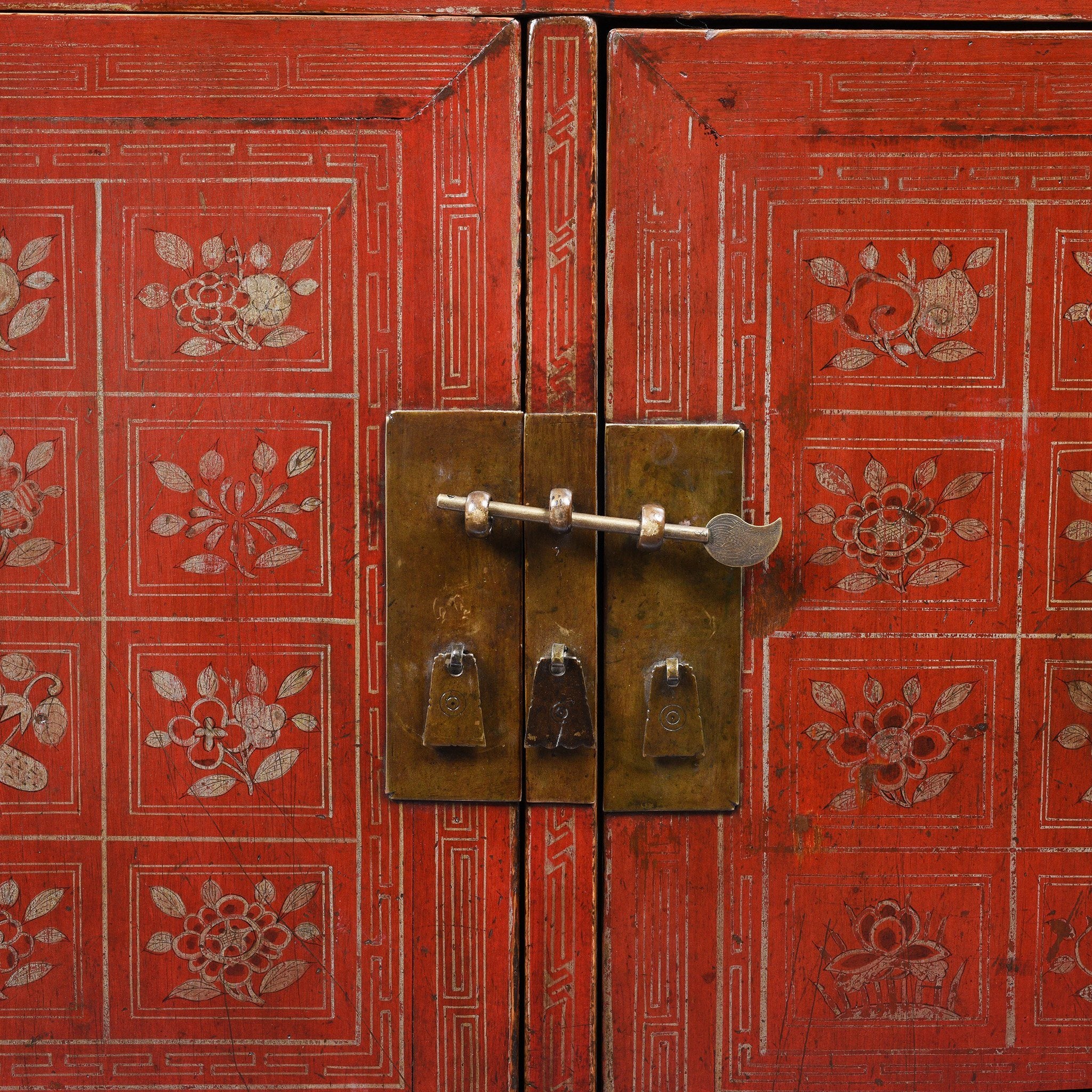 Vintage Red Lacquer Dongbei Sideboard - Ca 1920 - Image 3