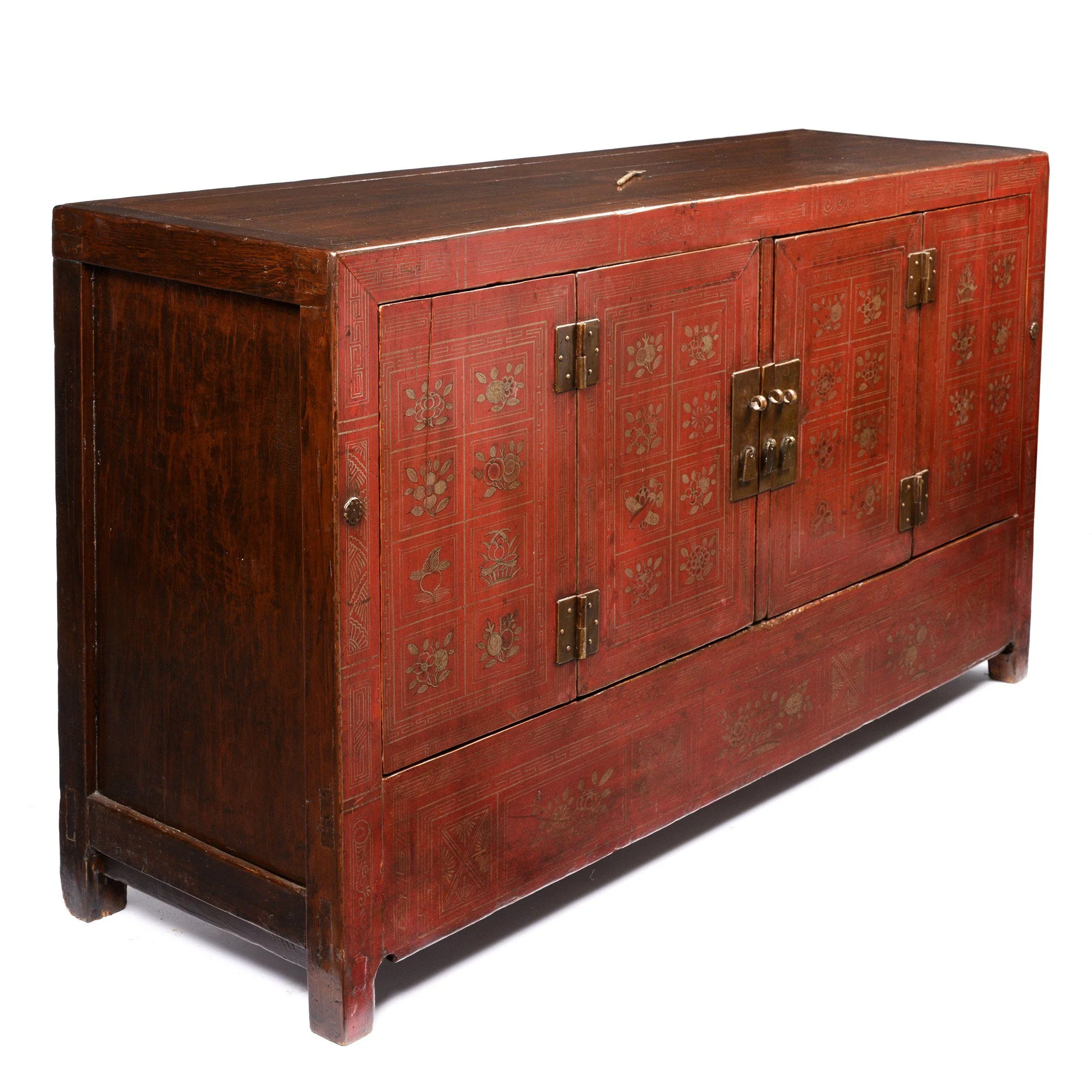 Vintage Red Lacquer Dongbei Sideboard - Ca 1920 - Image 5