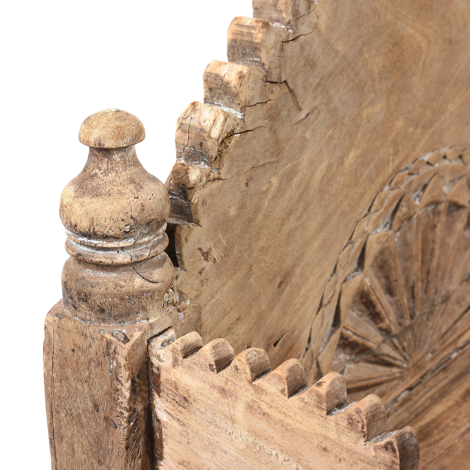 Vintage Teak Singhasan With Carved Horse Heads - Ca 1950's - Image 5