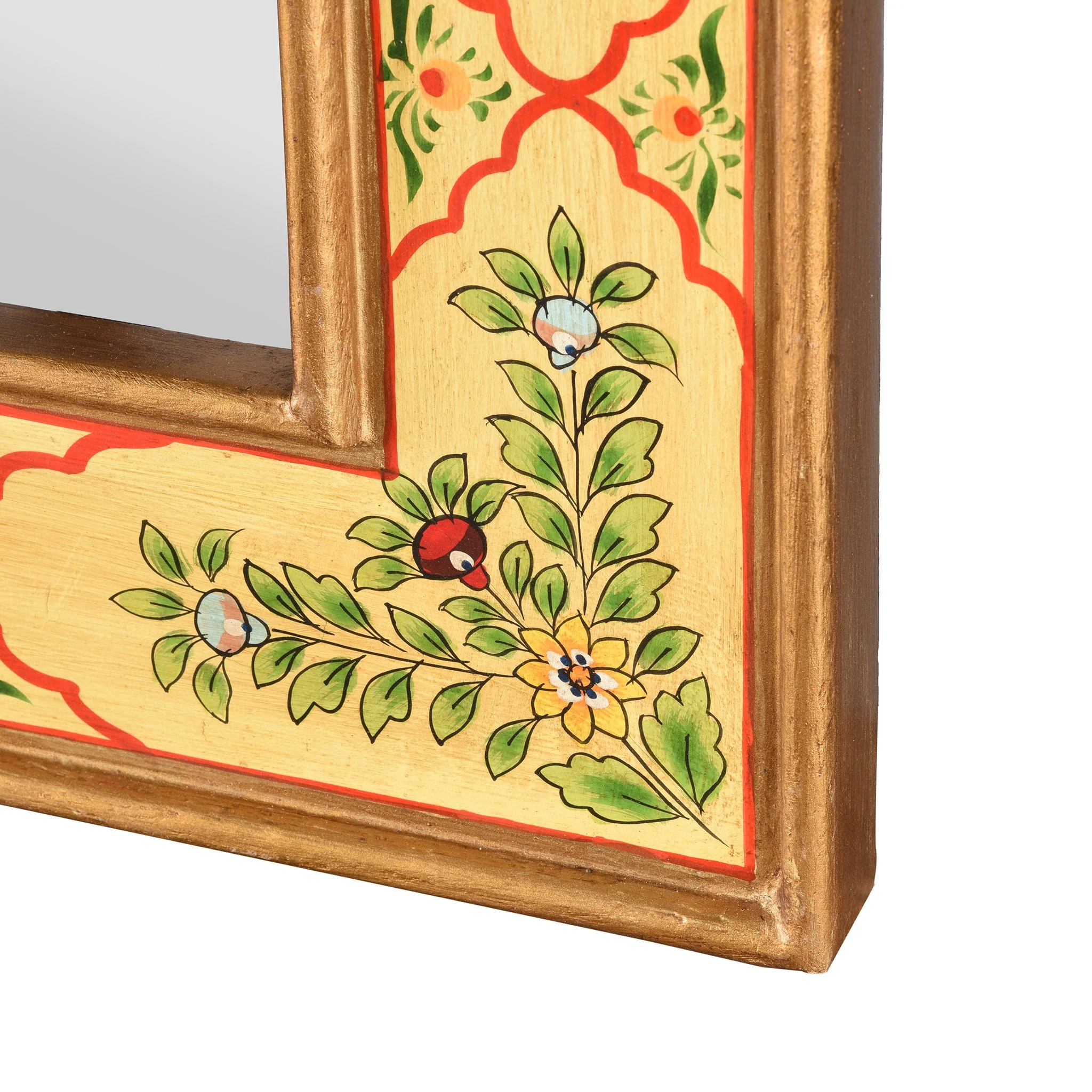Yellow Hand Painted Indian Mirror - Image 3