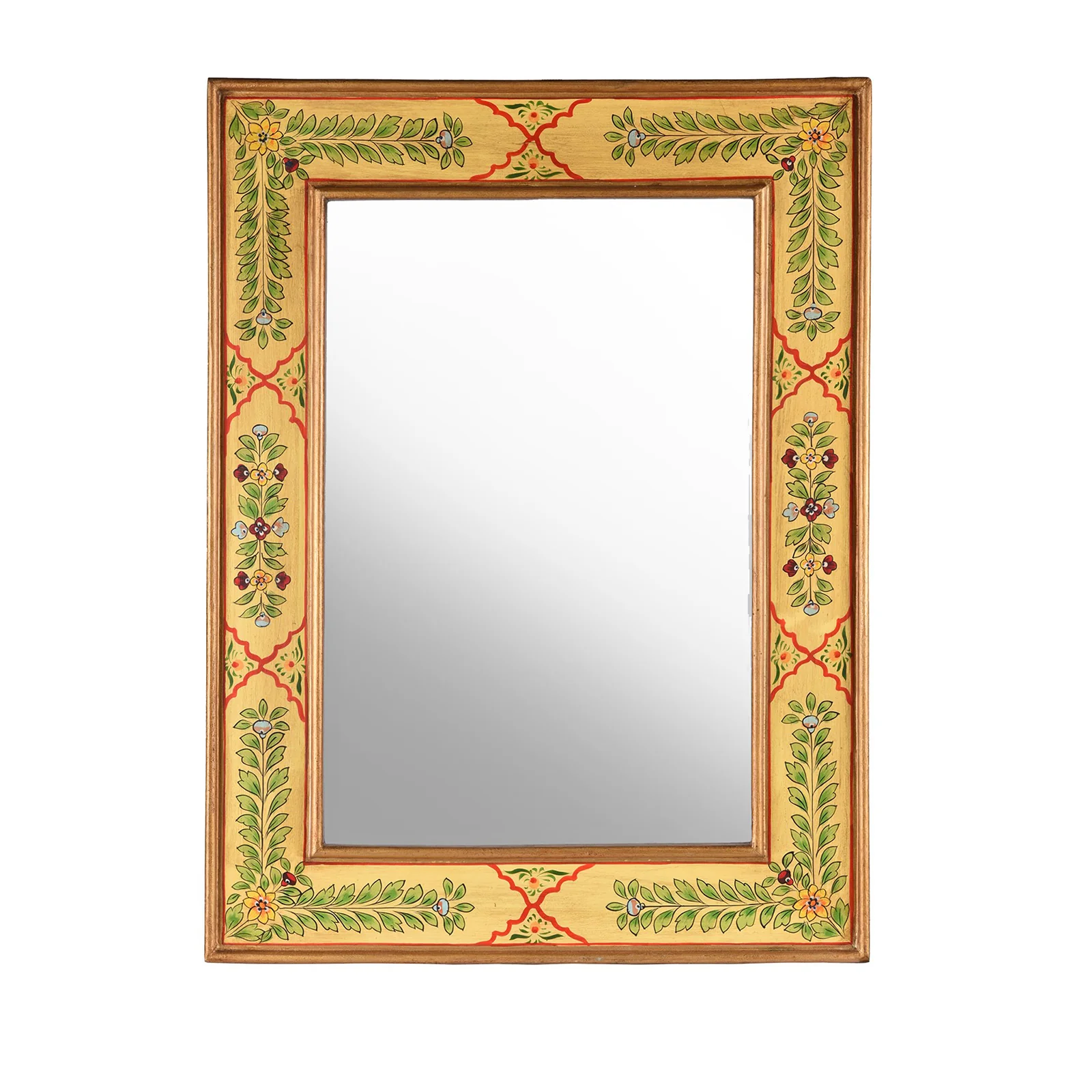 Yellow Hand Painted Indian Mirror - Image 4