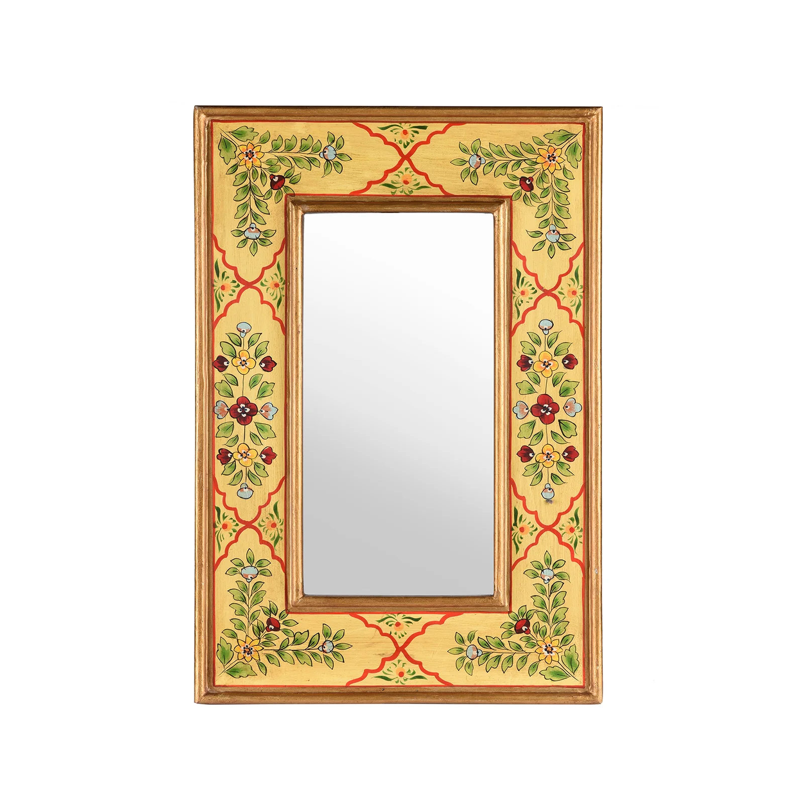 Yellow Hand Painted Indian Mirror - Image 7