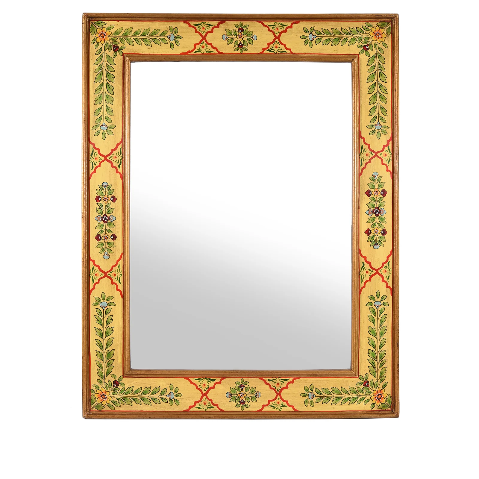 Yellow Hand Painted Indian Mirror - Image 8
