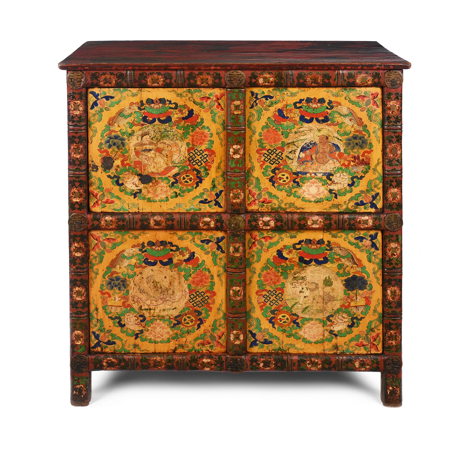 Painted Tibetan Altar Cabinet - Late 19th Century